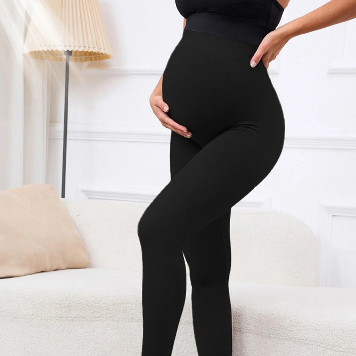 Maternity Casual Yoga Leggings with Belly Support Pregnant Woman High Waist Pilates Pants Trousers for Sports Workout Daily Wear