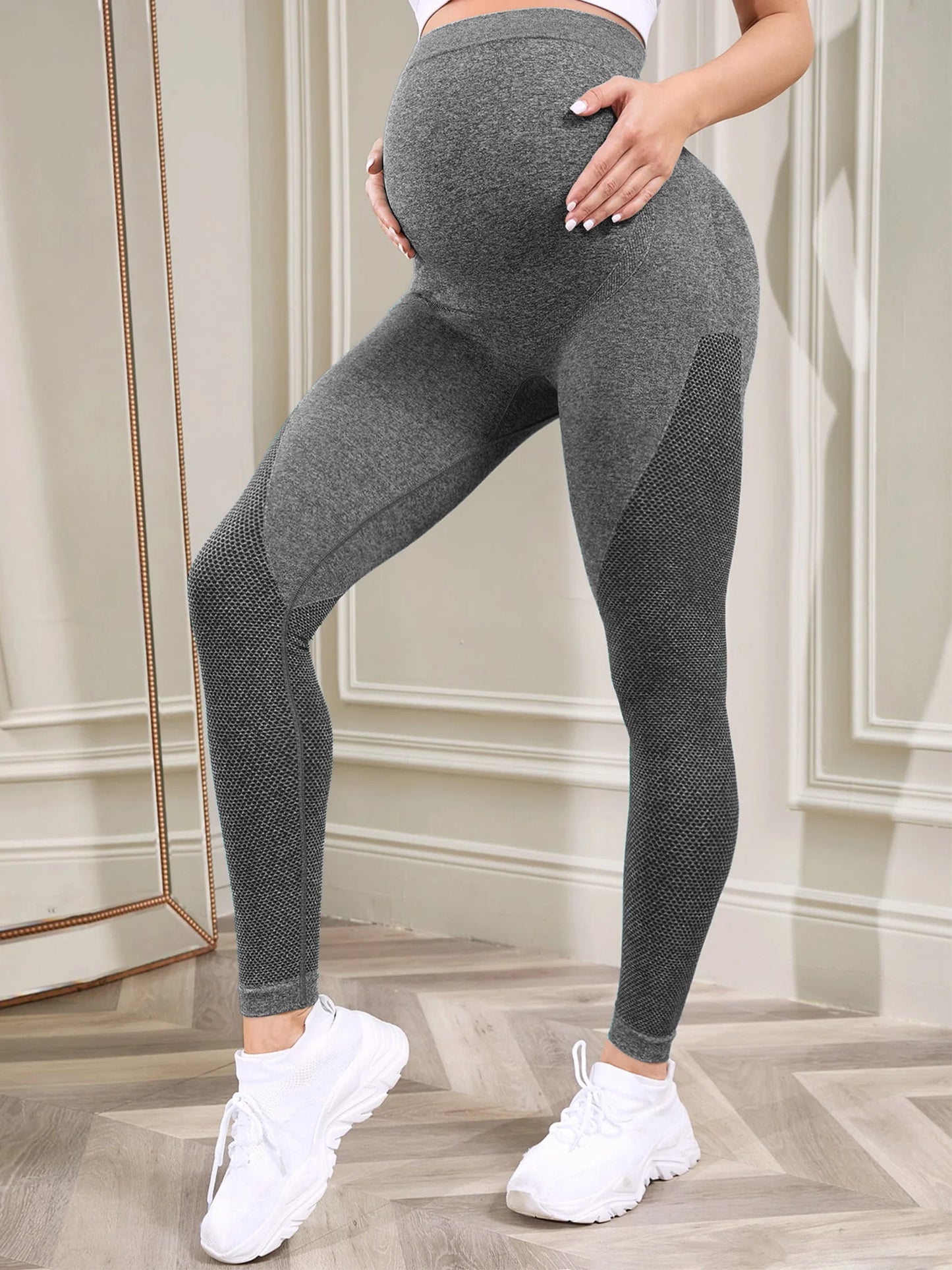 Maternity Casual Yoga Leggings with Belly Support Pregnant Woman High Waist Pilates Pants Trousers for Sports Workout Daily Wear