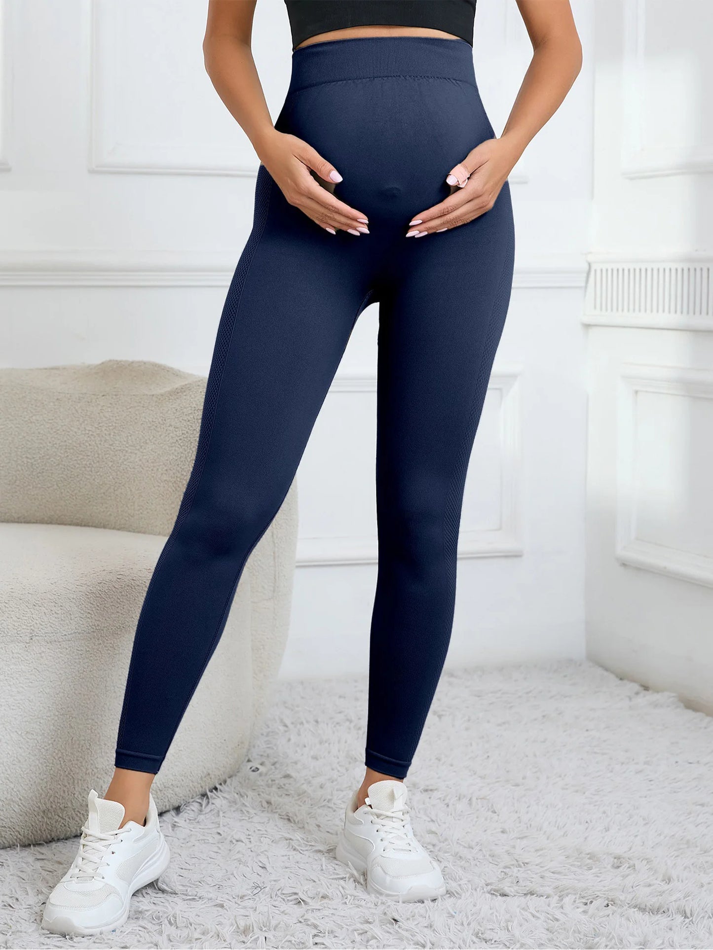 Maternity Casual Yoga Leggings with Belly Support Pregnant Woman High Waist Pilates Pants Trousers for Sports Workout Daily Wear