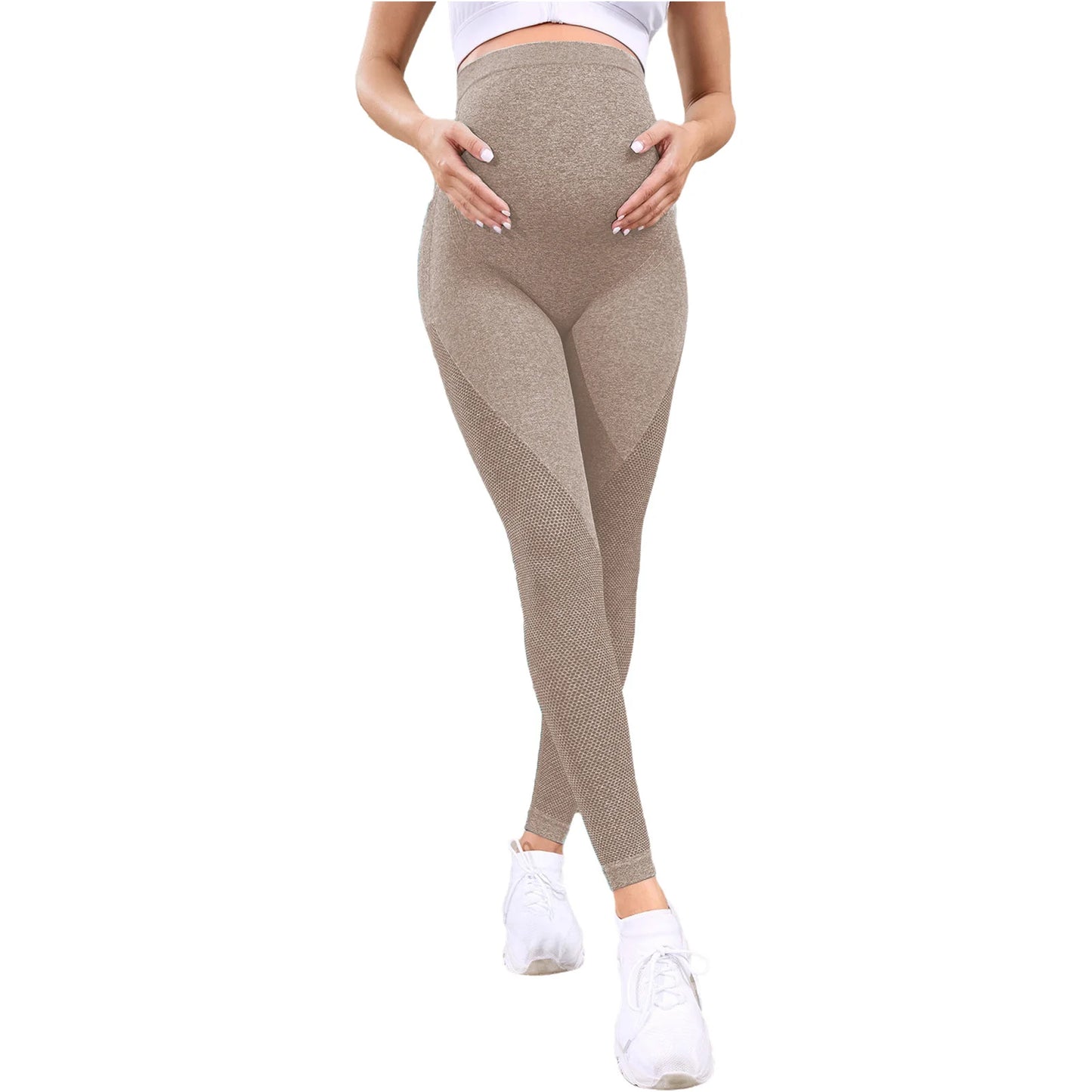 Maternity Casual Yoga Leggings with Belly Support Pregnant Woman High Waist Pilates Pants Trousers for Sports Workout Daily Wear