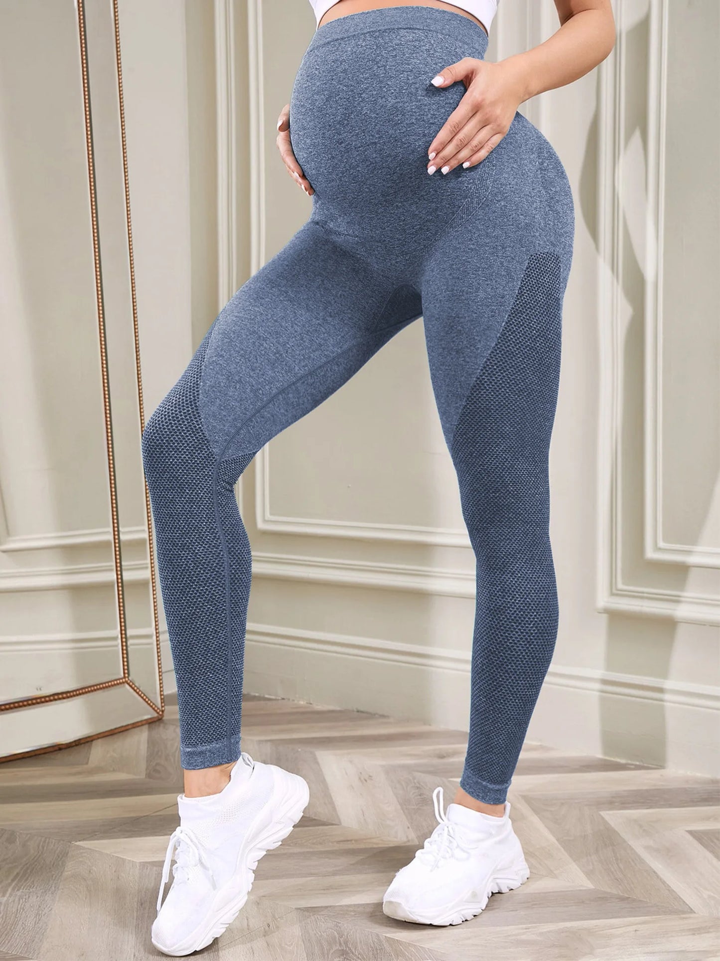 Maternity Casual Yoga Leggings with Belly Support Pregnant Woman High Waist Pilates Pants Trousers for Sports Workout Daily Wear