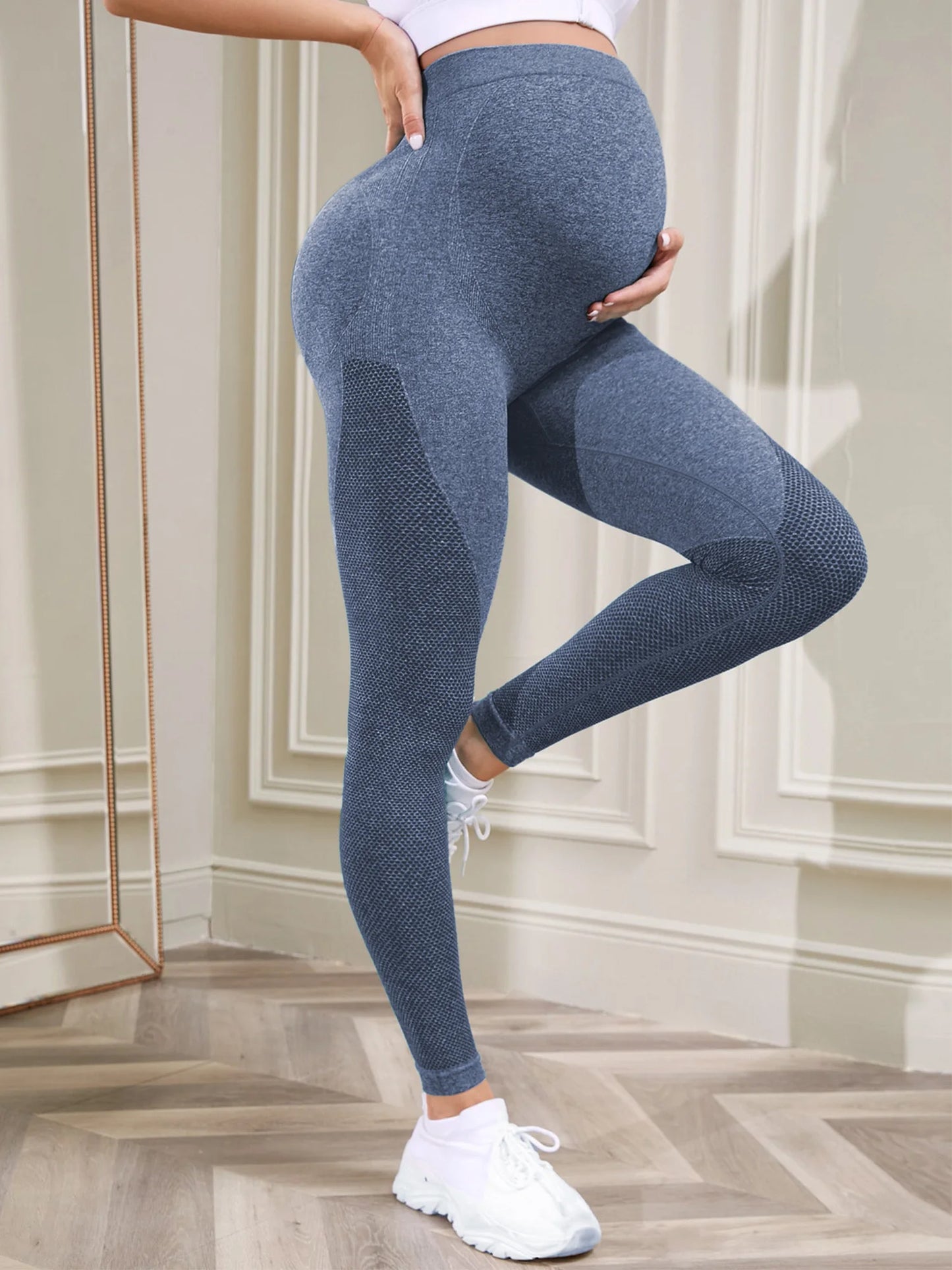 Maternity Casual Yoga Leggings with Belly Support Pregnant Woman High Waist Pilates Pants Trousers for Sports Workout Daily Wear
