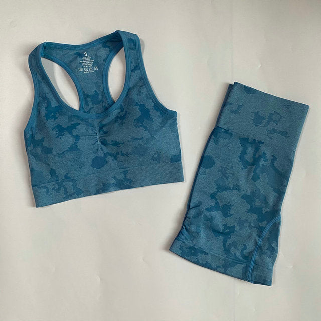 Adapt Camo Seamless Yoga Set For Women Workout Summer Clothes Sports Bra Fitness Shorts Leggings Gym Clothing Outfit Shorts Set