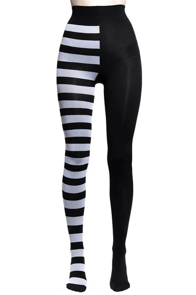 FCCEXIO Striped Yoga Legging Women Print Goth Style Long Tights Casual Punk Ladies Sport High Waist Workout Elastic Leggings