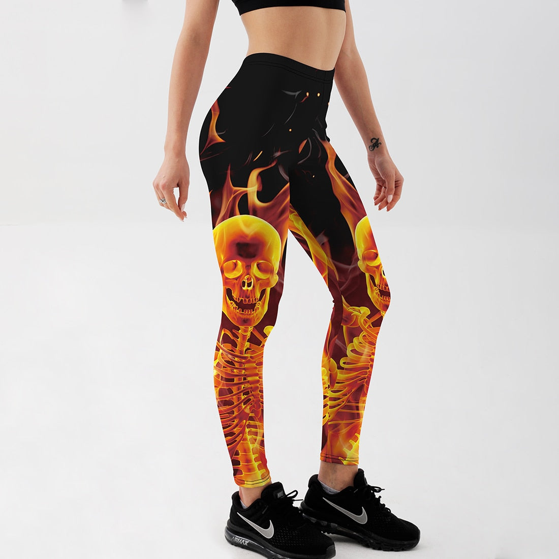 High waist Fitness Leggings women workout Push Up Legging fashion Printed fire skull jegging women pants