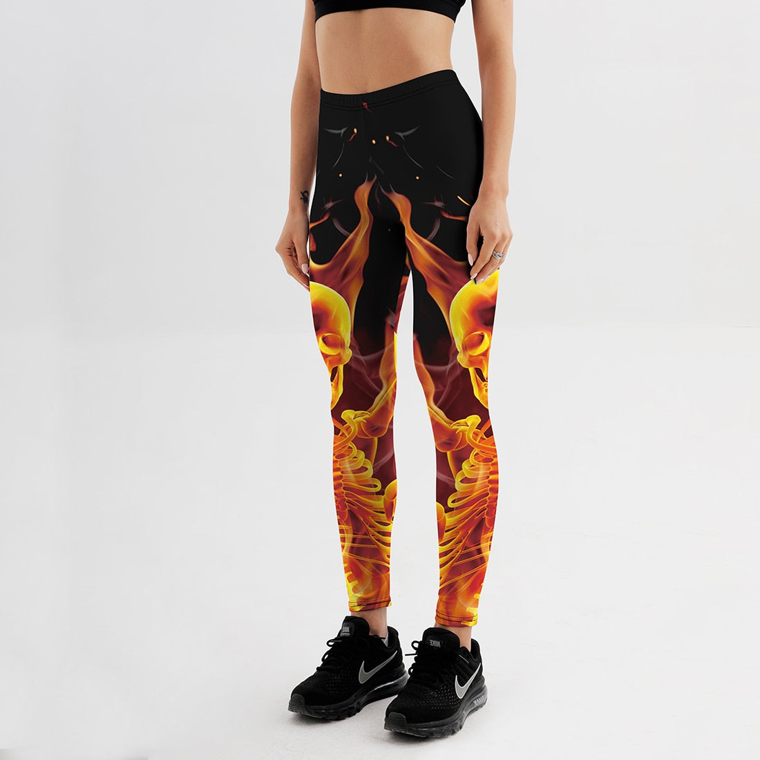 High waist Fitness Leggings women workout Push Up Legging fashion Printed fire skull jegging women pants