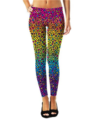 PLstar Cosmos Plus Size Leggings Womens 3D Print Cartoon Lisa Frank Leopard Print Leggings Women Workout Fitness Leggins Mujer