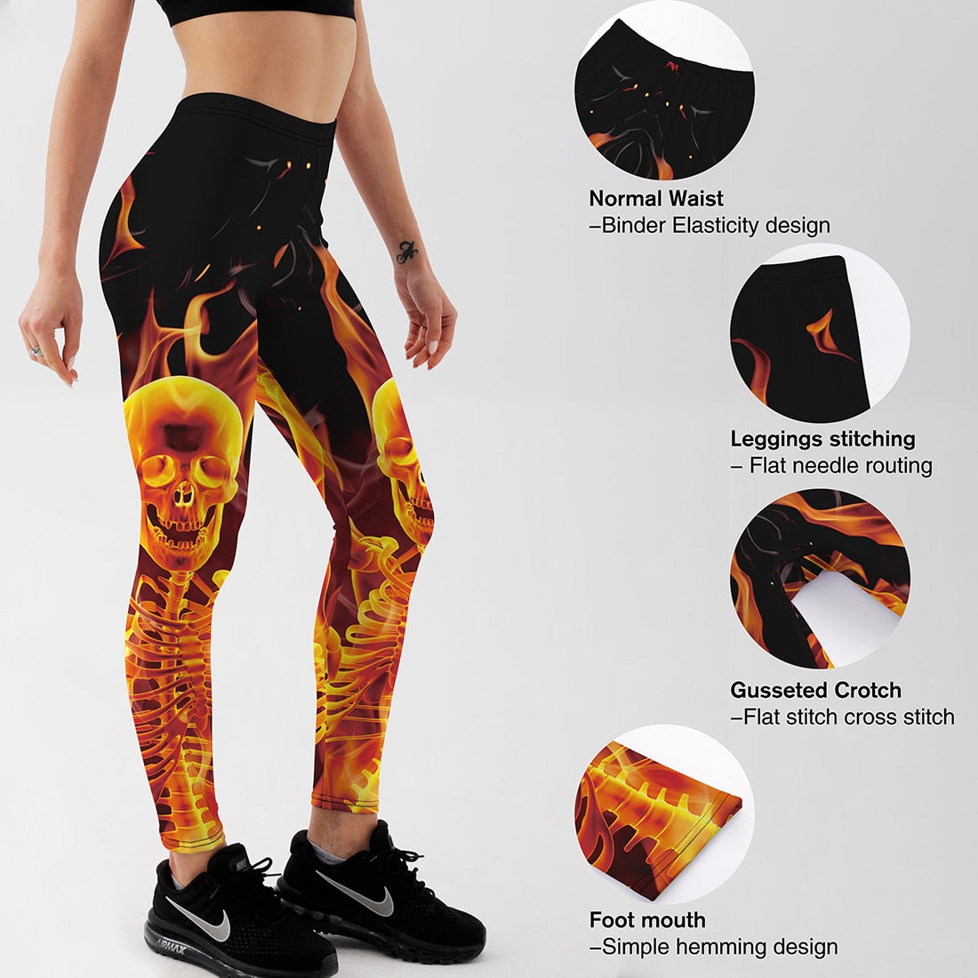 High waist Fitness Leggings women workout Push Up Legging fashion Printed fire skull jegging women pants