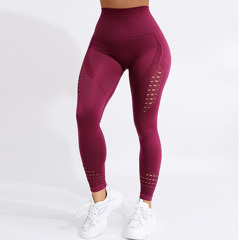 New Push Up Seamless High Waist Leggings Women Workout Mesh Breathable Fitness Clothing Training Pants Female Dropship