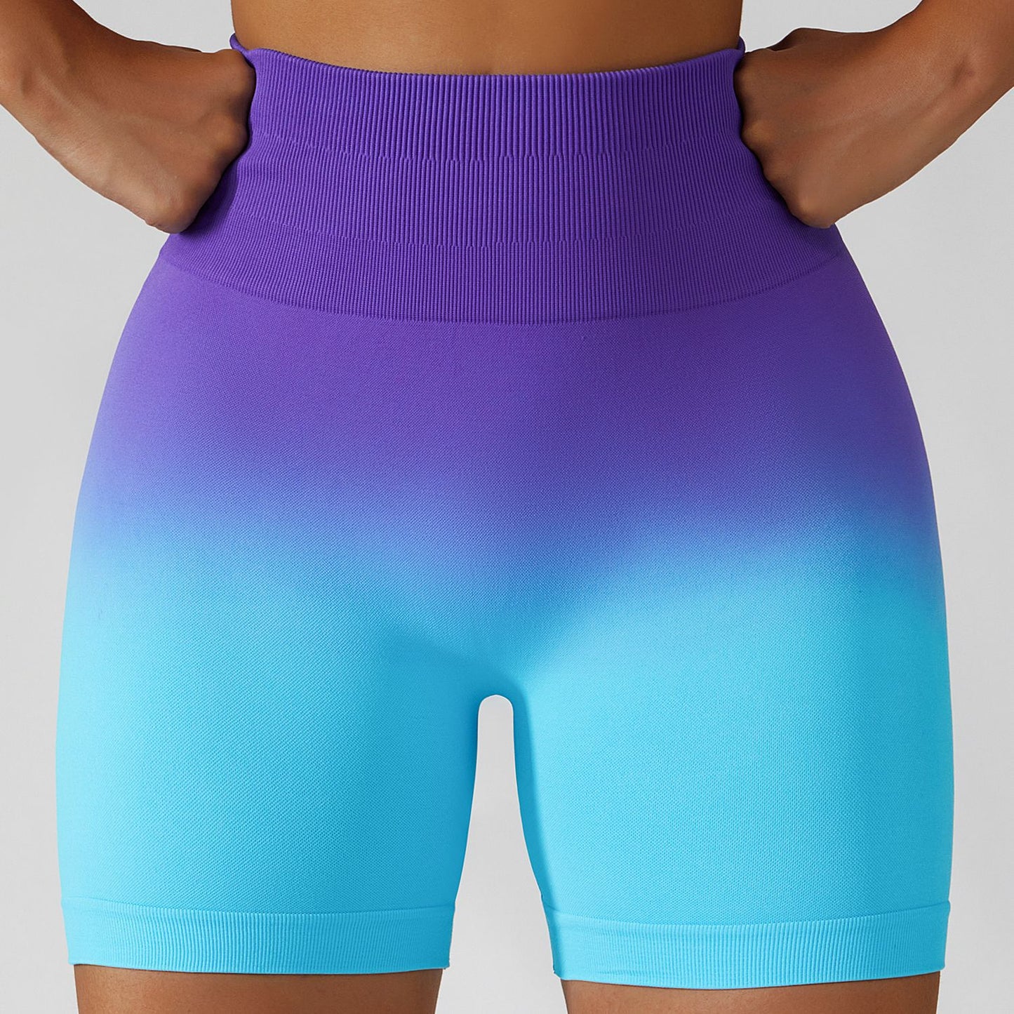 Gradient Seamless Yoga Shorts Gym Running Workout Tight Sports Shorts Women's High Waist Elastic Butt Lifting Fitness Pants