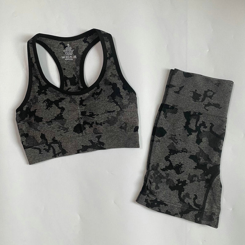 Adapt Camo Seamless Yoga Set For Women Workout Summer Clothes Sports Bra Fitness Shorts Leggings Gym Clothing Outfit Shorts Set