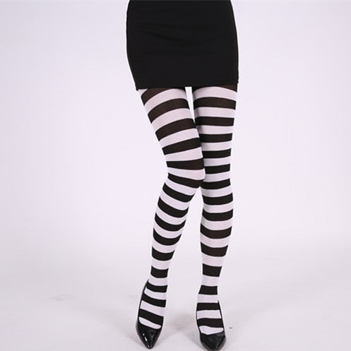 FCCEXIO Striped Yoga Legging Women Print Goth Style Long Tights Casual Punk Ladies Sport High Waist Workout Elastic Leggings