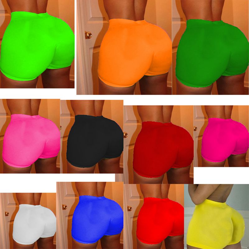 HAOYUAN Sexy High Waist Spandex Booty Shorts Neon Green Womens Fitness Short Pants Summer Stretchy Bottoms Snack Shorts