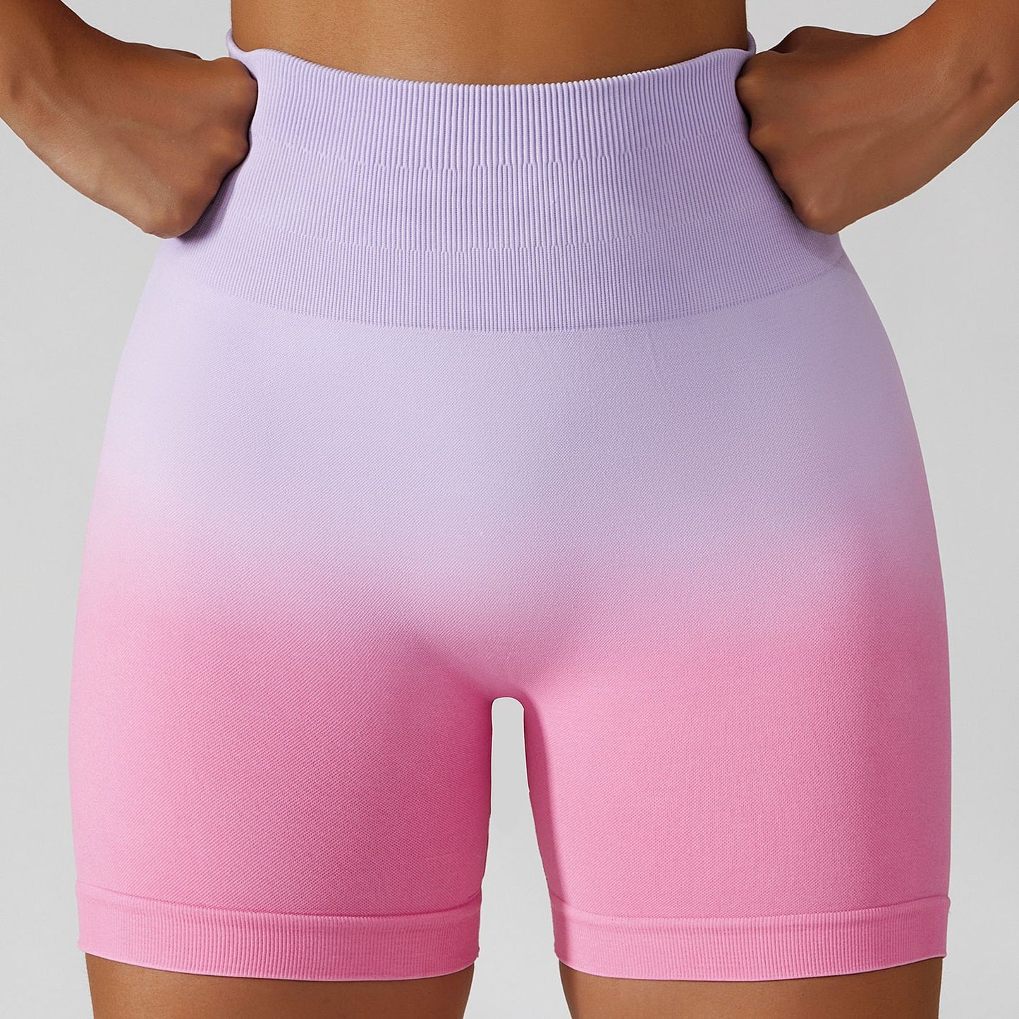 Gradient Seamless Yoga Shorts Gym Running Workout Tight Sports Shorts Women's High Waist Elastic Butt Lifting Fitness Pants