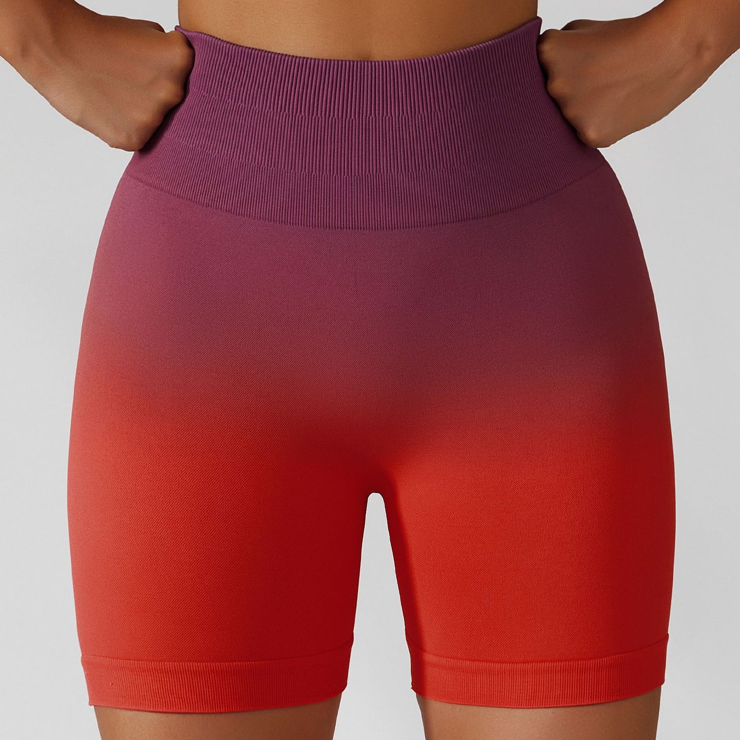 Gradient Seamless Yoga Shorts Gym Running Workout Tight Sports Shorts Women's High Waist Elastic Butt Lifting Fitness Pants