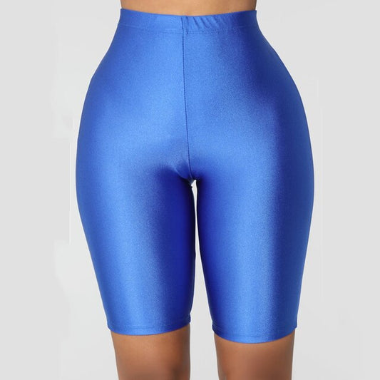 Womens Shorts Hip Gym Fitness Workout Leggings Women High Waist Green Pink Black Shiny Skinny Sport Shorts