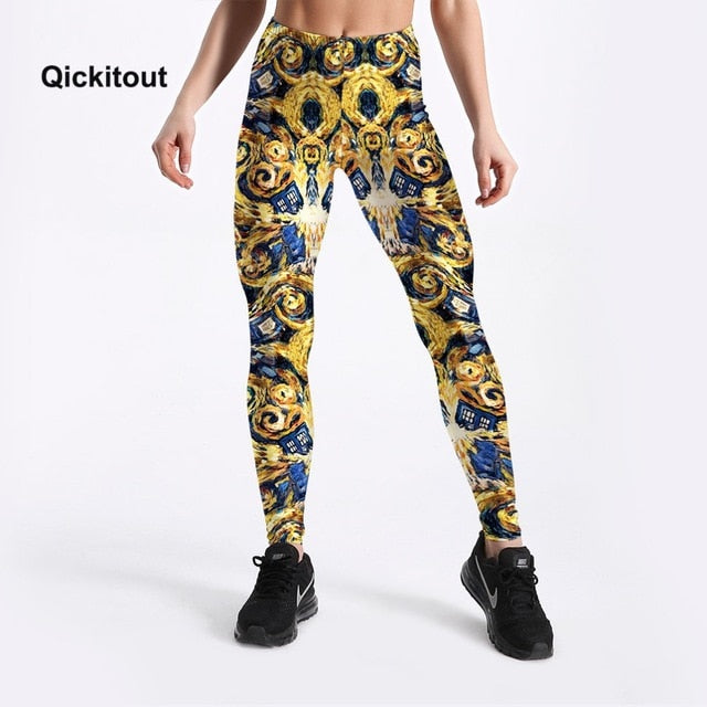 Qickitout Leggings 2018 Drop Shipping Fitness Pants Women Lovely Cartoon Cat and Duck Printed Women Cute Casual Leggings