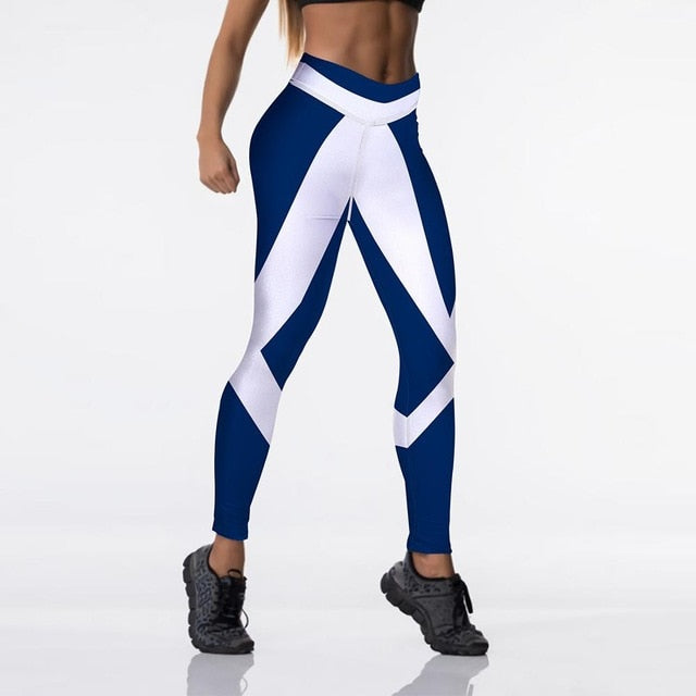 Qickitout 12%spandex Sexy High Waist Elasticity Women Digital Printed Leggings Push Up Strength Pants