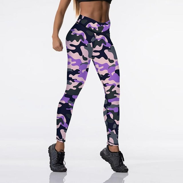 Qickitout 12%spandex Sexy High Waist Elasticity Women Digital Printed Leggings Push Up Strength Pants