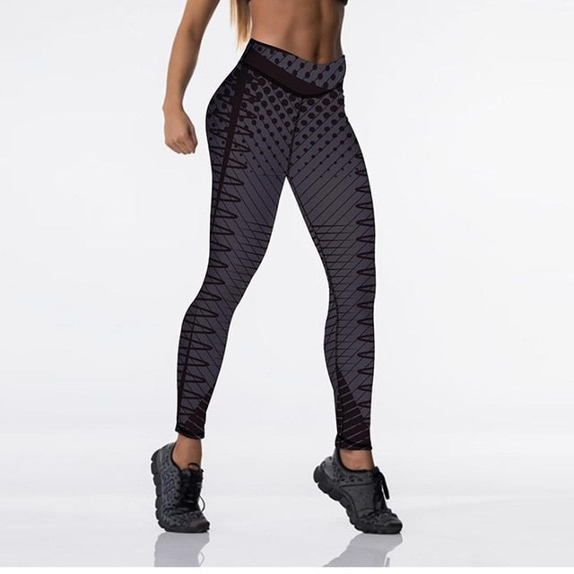 Qickitout 12%spandex Sexy High Waist Elasticity Women Digital Printed Leggings Push Up Strength Pants