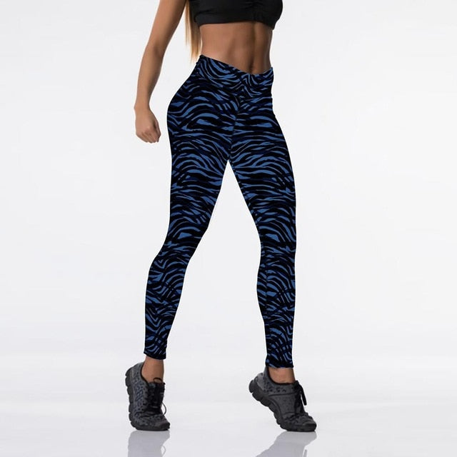 Qickitout 12%spandex Sexy High Waist Elasticity Women Digital Printed Leggings Push Up Strength Pants