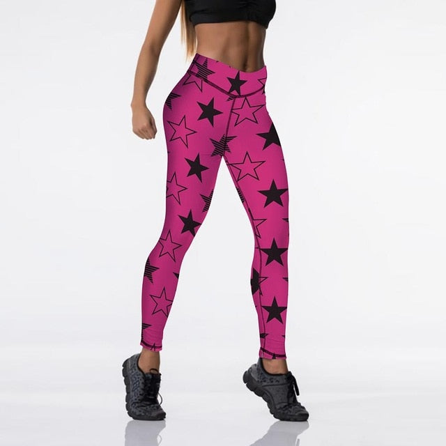 Qickitout 12%spandex Sexy High Waist Elasticity Women Digital Printed Leggings Push Up Strength Pants